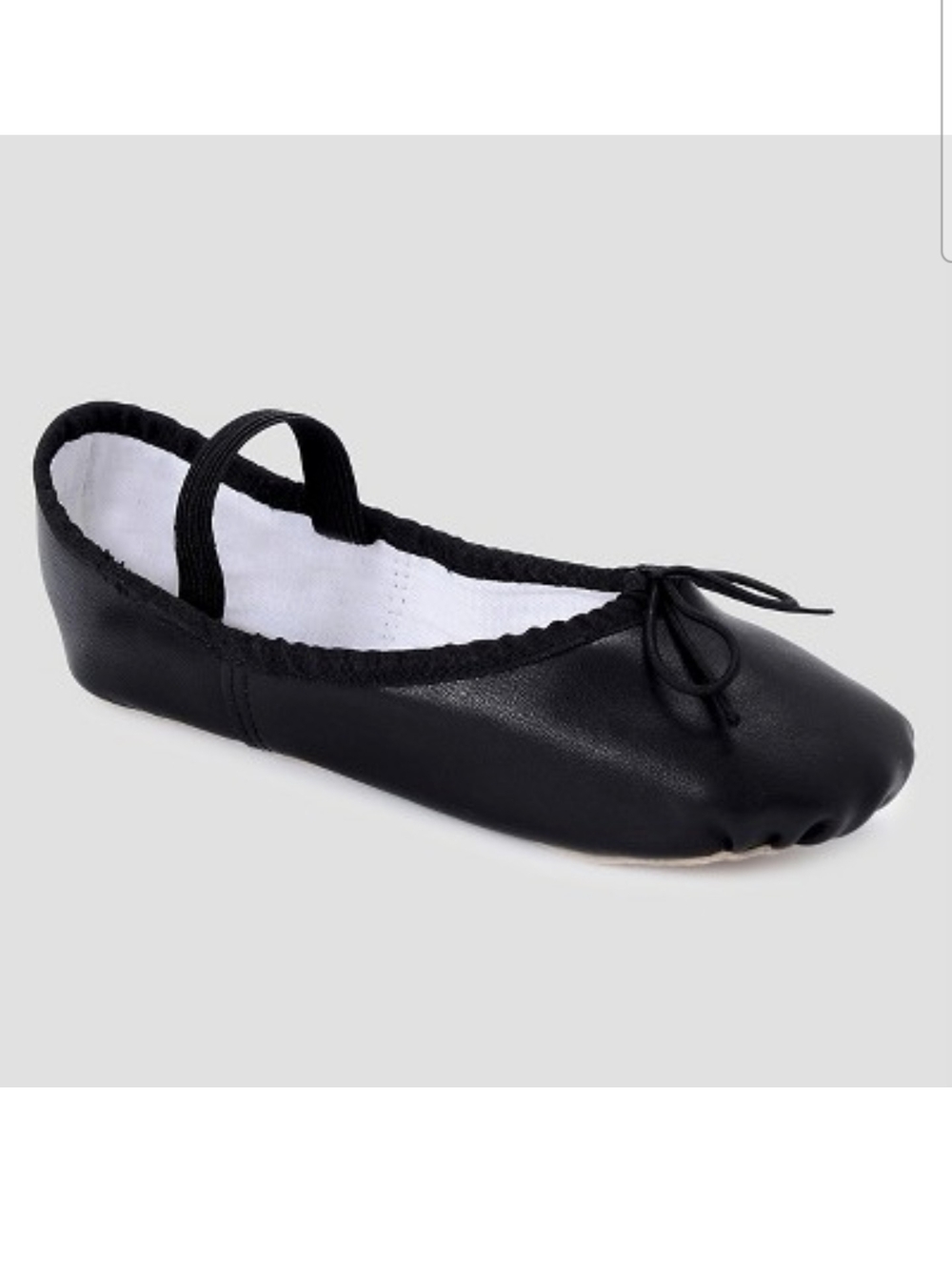 NWT Danskin Girls Black Ballet Shoe with Bow Accent & Elastic Strap Size 2